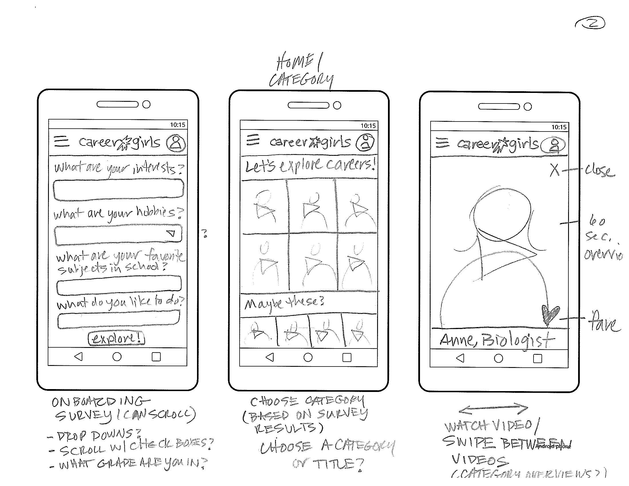 mobile app sketches