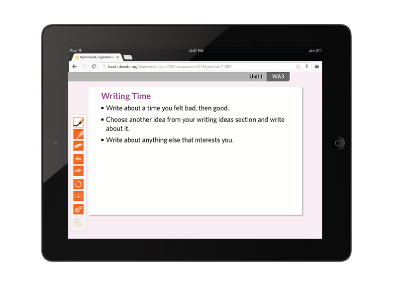 interactive whiteboard activity with side toolbar shown on iPad