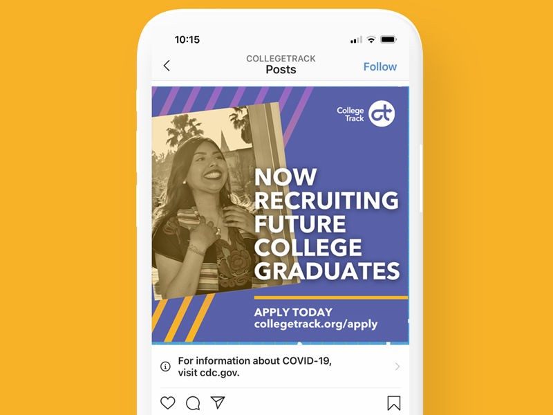 college track student recruitment social media graphic