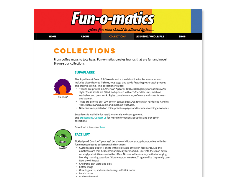 website collections page